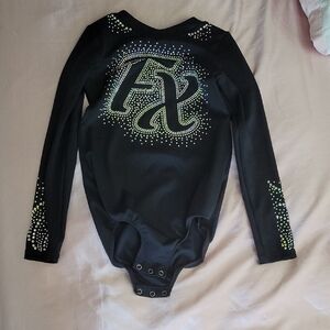 Black Long Sleeve Bodysuit with Rhinestone Design